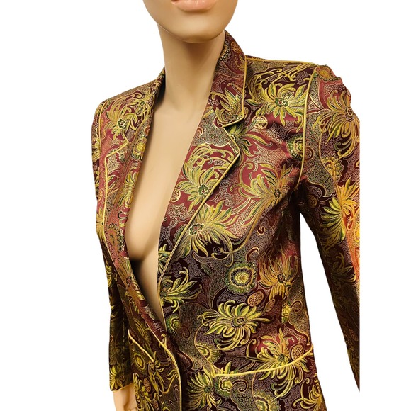 Vintage 80s Charlotte Ford II Metallic Gold and Red Jacket Blazer Size Small - Picture 4 of 14